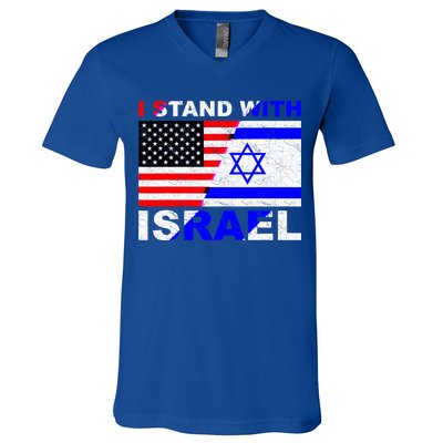I Stand With Israel Pray For Israel Us Israel Flag V-Neck T-Shirt