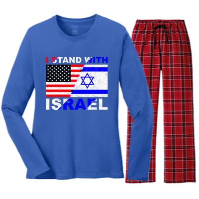 I Stand With Israel Pray For Israel Us Israel Flag Women's Long Sleeve Flannel Pajama Set 