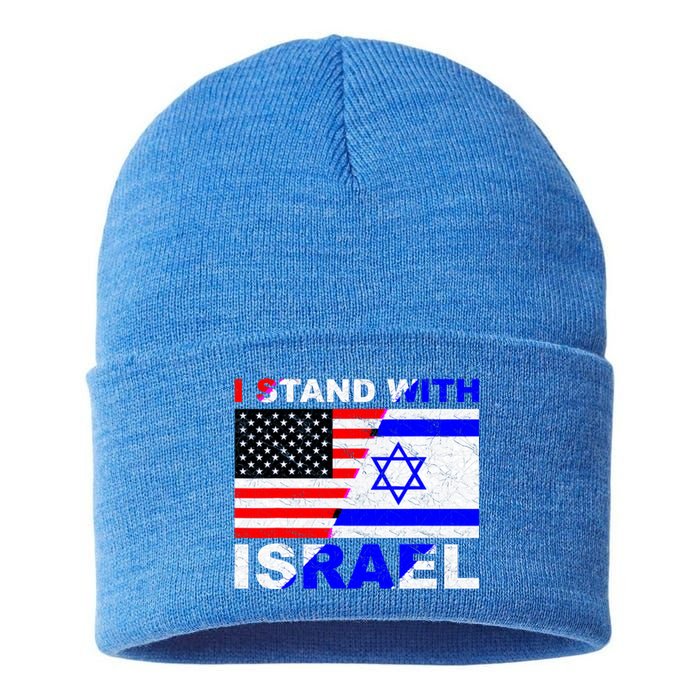 I Stand With Israel Pray For Israel Us Israel Flag Sustainable Knit Beanie