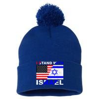 I Stand With Israel Pray For Israel Us Israel Flag Pom Pom 12in Knit Beanie