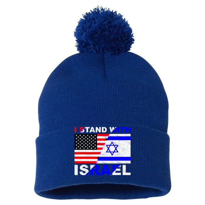 I Stand With Israel Pray For Israel Us Israel Flag Pom Pom 12in Knit Beanie