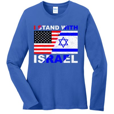 I Stand With Israel Pray For Israel Us Israel Flag Ladies Long Sleeve Shirt