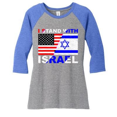 I Stand With Israel Pray For Israel Us Israel Flag Women's Tri-Blend 3/4-Sleeve Raglan Shirt