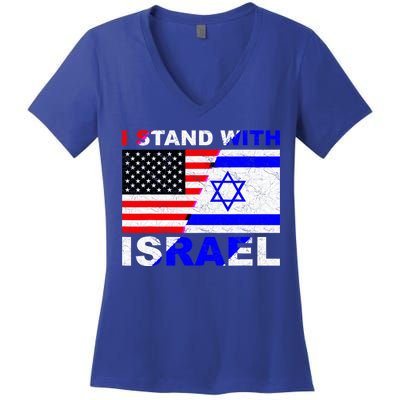 I Stand With Israel Pray For Israel Us Israel Flag Women's V-Neck T-Shirt