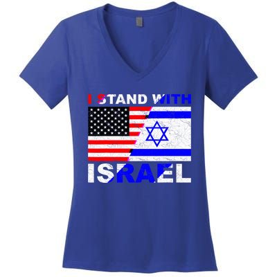 I Stand With Israel Pray For Israel Us Israel Flag Women's V-Neck T-Shirt