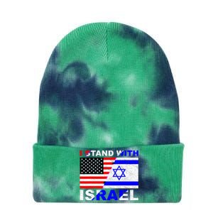 I Stand With Israel Pray For Israel Us Israel Flag Tie Dye 12in Knit Beanie