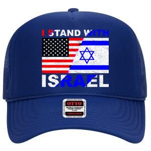 I Stand With Israel Pray For Israel Us Israel Flag High Crown Mesh Back Trucker Hat