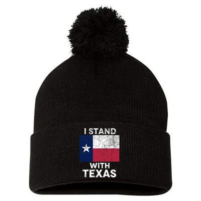 I Stand With Texas Pom Pom 12in Knit Beanie