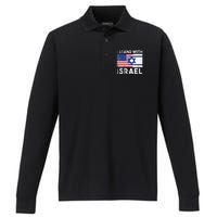 I Stand With Israel Pray For Israel US And Israel Flag  Performance Long Sleeve Polo