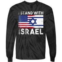 I Stand With Israel Pray For Israel US And Israel Flag  Tie-Dye Long Sleeve Shirt