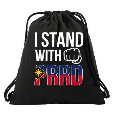 I Stand With PRRD DU30 Supporters Philippines Flag Fist Pump Drawstring Bag