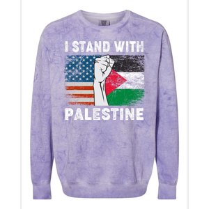 I Stand With Palestine For Their Freedom Us Palestine Flag Colorblast Crewneck Sweatshirt