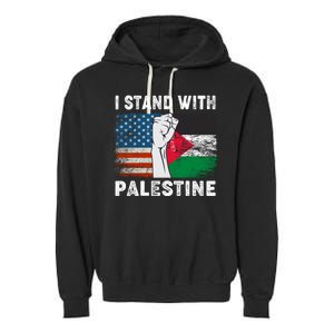 I Stand With Palestine For Their Freedom Us Palestine Flag Garment-Dyed Fleece Hoodie