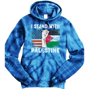 I Stand With Palestine For Their Freedom Us Palestine Flag Tie Dye Hoodie