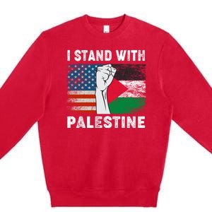 I Stand With Palestine For Their Freedom Us Palestine Flag Premium Crewneck Sweatshirt