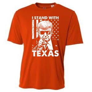 I Stand With Texas Trump Usa American Flag Gift Cooling Performance Crew T-Shirt