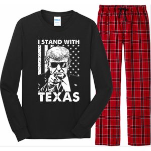 I Stand With Texas Trump Usa American Flag Gift Long Sleeve Pajama Set