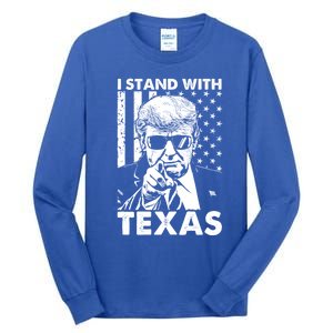 I Stand With Texas Trump Usa American Flag Gift Tall Long Sleeve T-Shirt