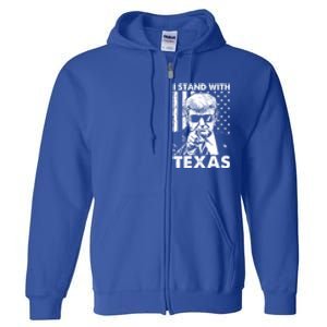 I Stand With Texas Trump Usa American Flag Gift Full Zip Hoodie