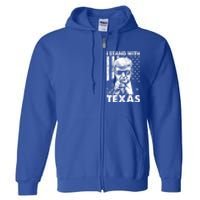 I Stand With Texas Trump Usa American Flag Gift Full Zip Hoodie