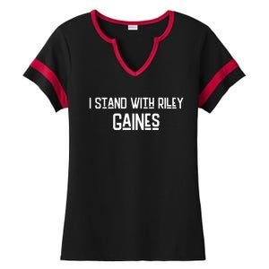 I Stand With Riley Gaines Ladies Halftime Notch Neck Tee