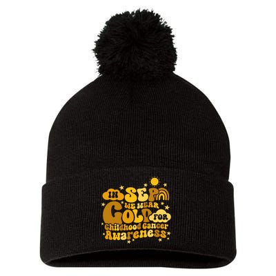 In September We Wear Gold  Childhood Cancer Awareness Pom Pom 12in Knit Beanie