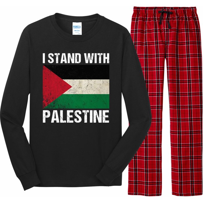 I Stand With Palestine For Their Freedom Us Palestine Flag Long Sleeve Pajama Set