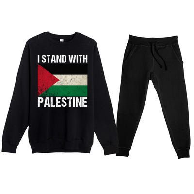 I Stand With Palestine For Their Freedom Us Palestine Flag Premium Crewneck Sweatsuit Set