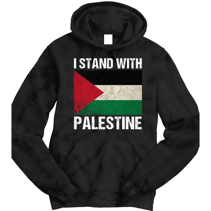 I Stand With Palestine For Their Freedom Us Palestine Flag Tie Dye Hoodie