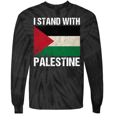 I Stand With Palestine For Their Freedom Us Palestine Flag Tie-Dye Long Sleeve Shirt