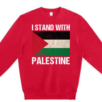 I Stand With Palestine For Their Freedom Us Palestine Flag Premium Crewneck Sweatshirt