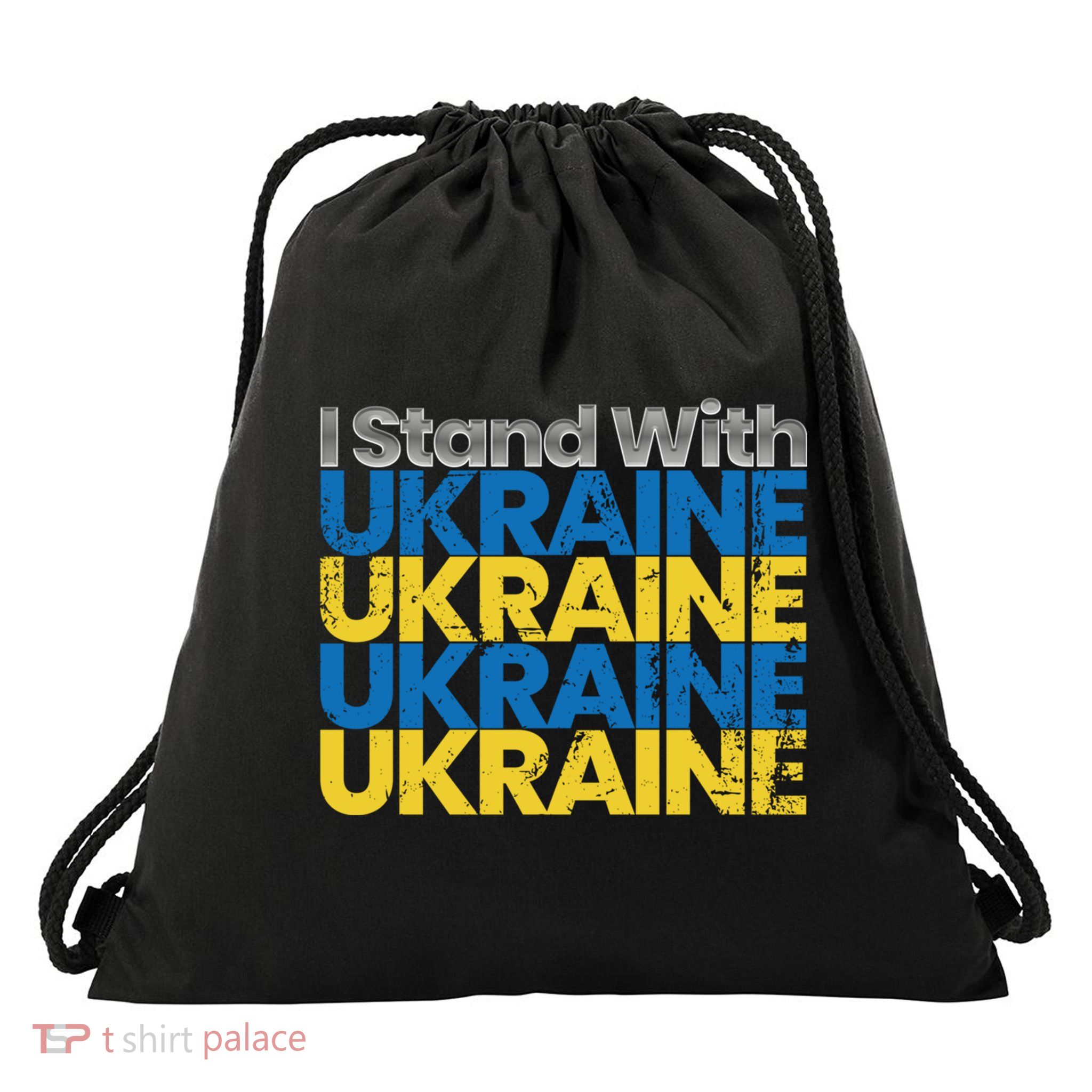 I Stand With Ukraine Ukrainian Flag Ukrainians Gift Drawstring Bag
