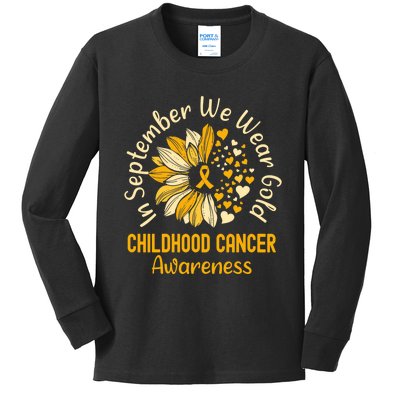 In September We Wear Gold Childhood Cancer Awareness Kids Long Sleeve Shirt