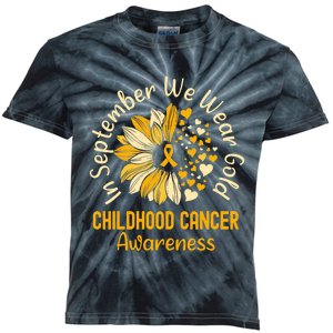 In September We Wear Gold Childhood Cancer Awareness Kids Tie-Dye T-Shirt