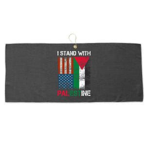 I Stand With Palestine Us Flag Palestinians Fla Large Microfiber Waffle Golf Towel