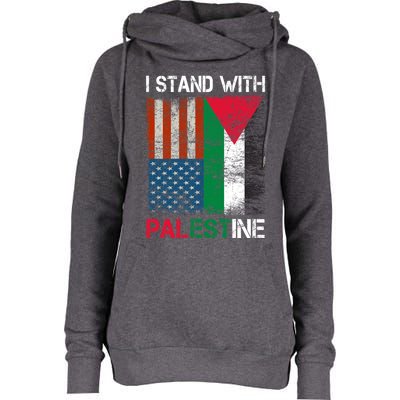 I Stand With Palestine Us Flag Palestinians Fla Womens Funnel Neck Pullover Hood