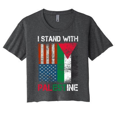 I Stand With Palestine Us Flag Palestinians Fla Women's Crop Top Tee