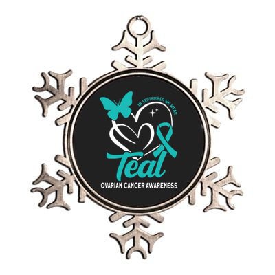 In September We Wear Teal Ovarian Cancer Awareness Metallic Star Ornament