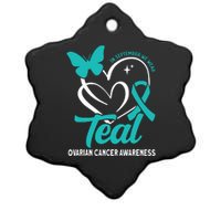 In September We Wear Teal Ovarian Cancer Awareness Ceramic Star Ornament