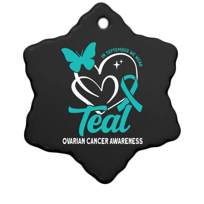 In September We Wear Teal Ovarian Cancer Awareness Ceramic Star Ornament