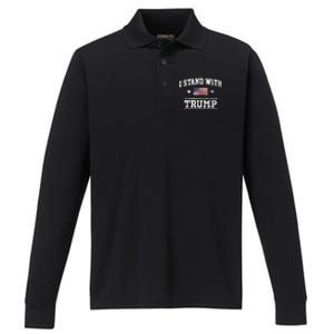 I Stand With Trump Cool Gift Performance Long Sleeve Polo