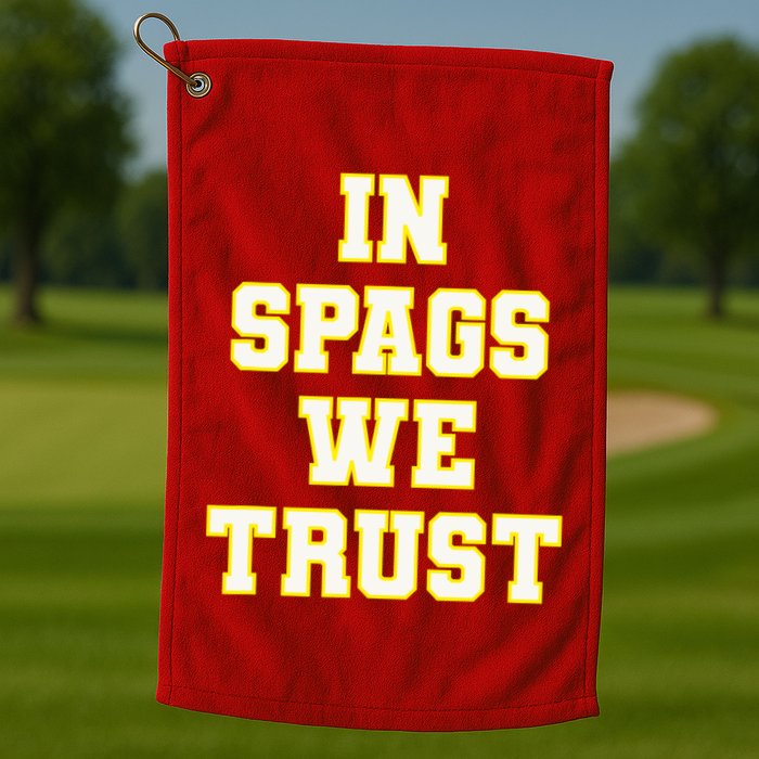 In Spags We Trust Golf Towel