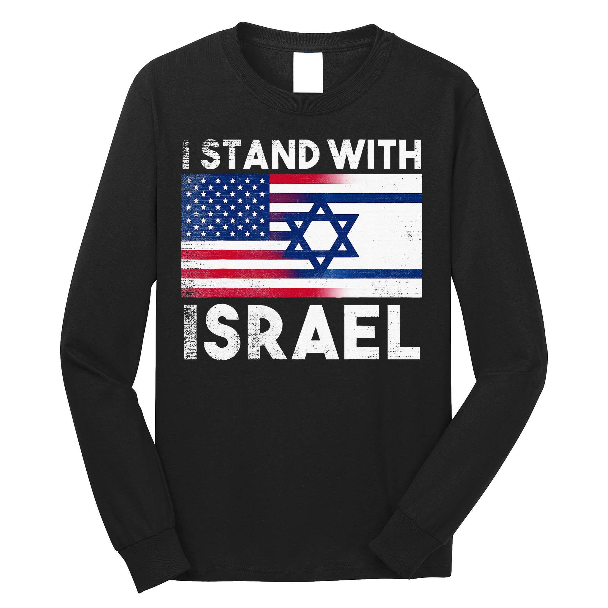 I Stand With Israel Pray For Israel US and Israel Flag Long Sleeve Shirt