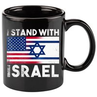 I Stand With Israel Pray For Israel US and Israel Flag 11oz C Handle Ceramic Mug