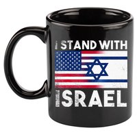 I Stand With Israel Pray For Israel US and Israel Flag 11oz C Handle Ceramic Mug