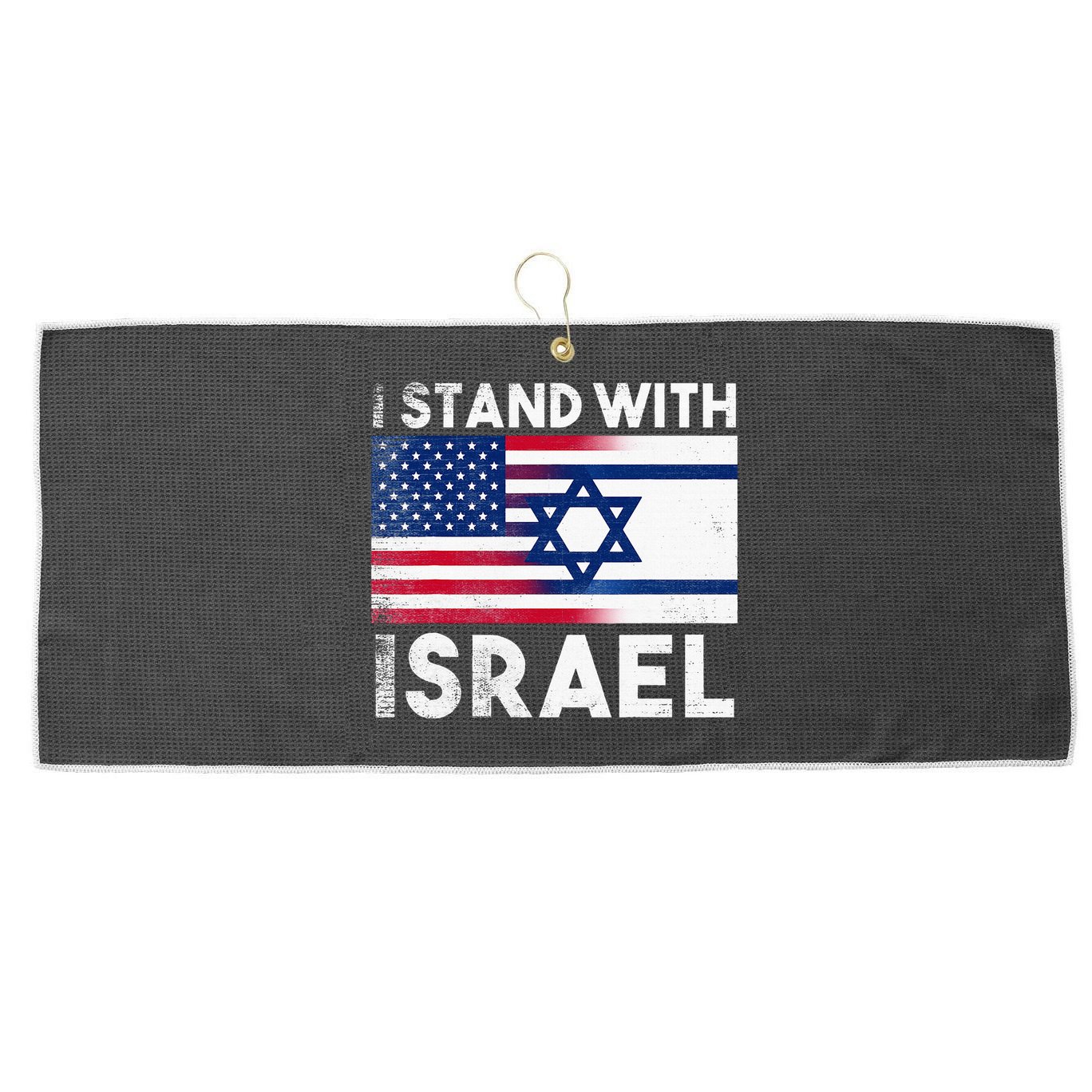 I Stand With Israel Pray For Israel US and Israel Flag Large Microfiber Waffle Golf Towel
