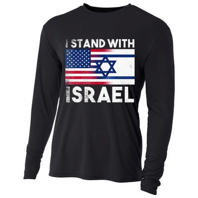 I Stand With Israel Pray For Israel US and Israel Flag Cooling Performance Long Sleeve Crew