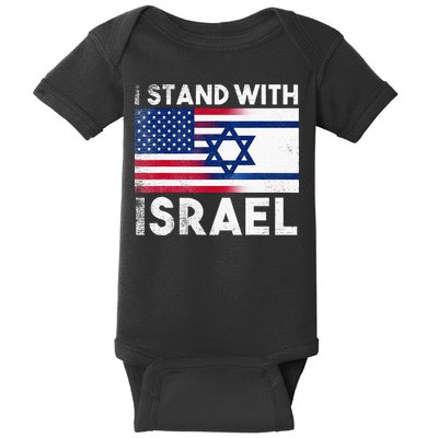I Stand With Israel Pray For Israel US and Israel Flag Baby Bodysuit