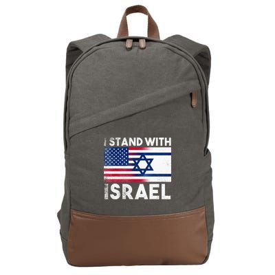 I Stand With Israel Pray For Israel US and Israel Flag Cotton Canvas Backpack