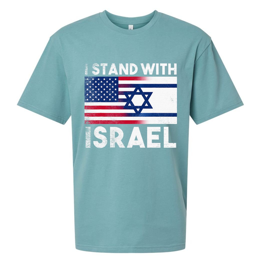 I Stand With Israel Pray For Israel US and Israel Flag Sueded Cloud Jersey T-Shirt